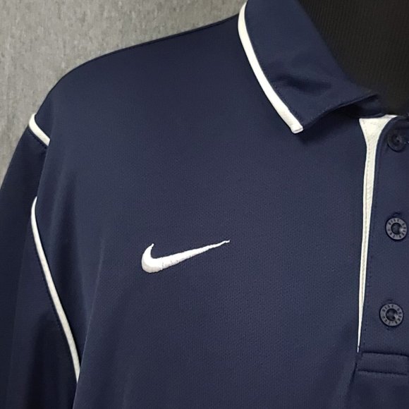 Nike Dri Fit XXL Dark Blue Short Sleeve Stretch 3 Button Pullover Polo Shirt - Picture 3 of 12